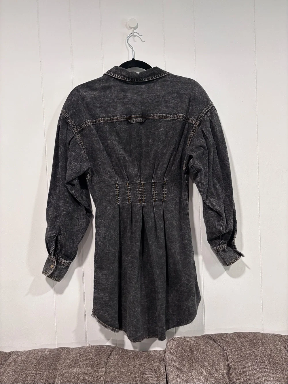 Free People AphaWashed Black Denim Shirt Dress